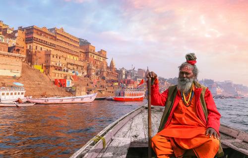 A man on a boat in India