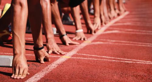 Athletes at the starting line