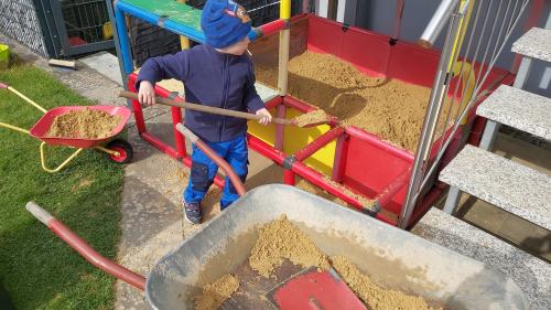 A boy doing construction
